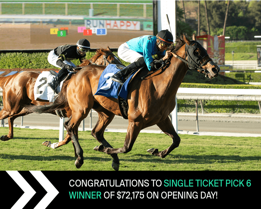 Single Ticket Jackpot Winner On Santa Anita’s Opening Day Pays $72,175.40