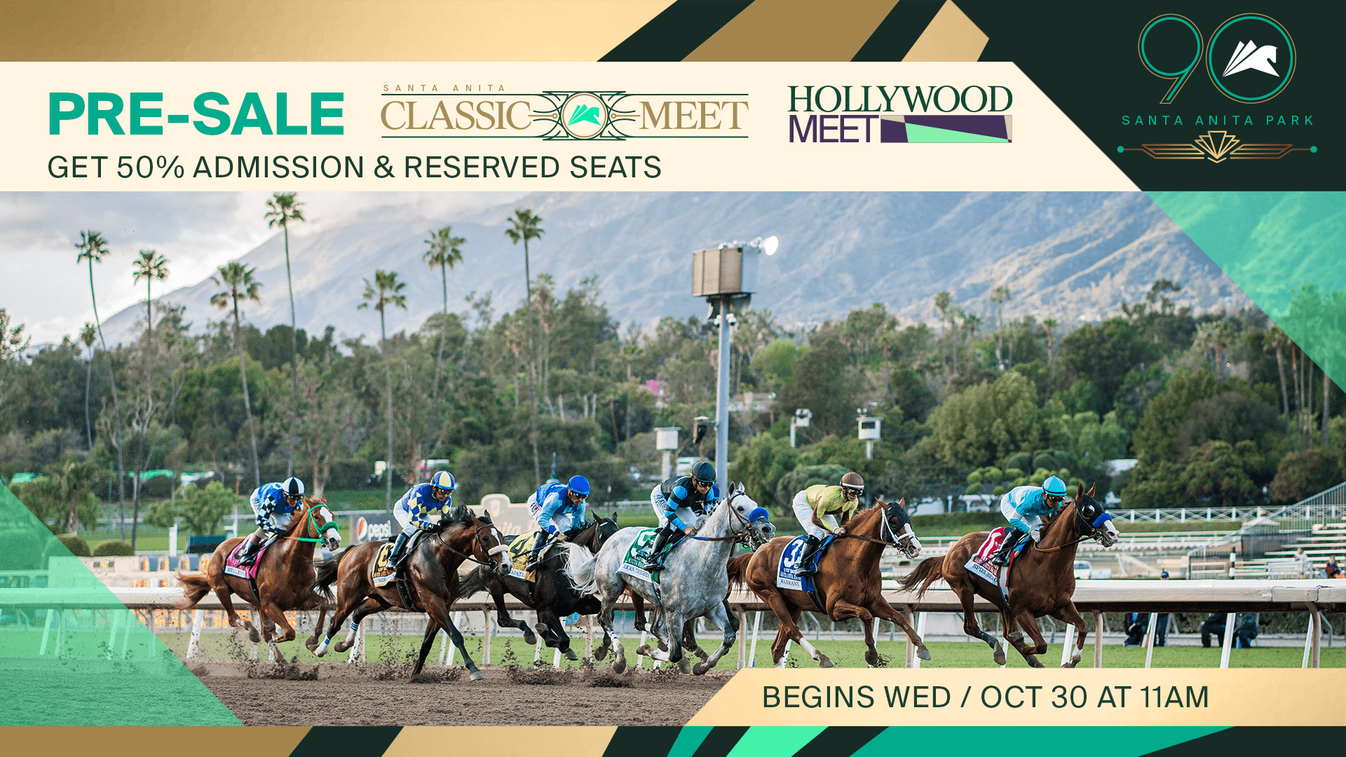 Pre-Sale Tickets For Santa Anita’s Classic & Hollywood Meets Now Available For Purchase;  Opening Day Tickets Go On Sale November 6 